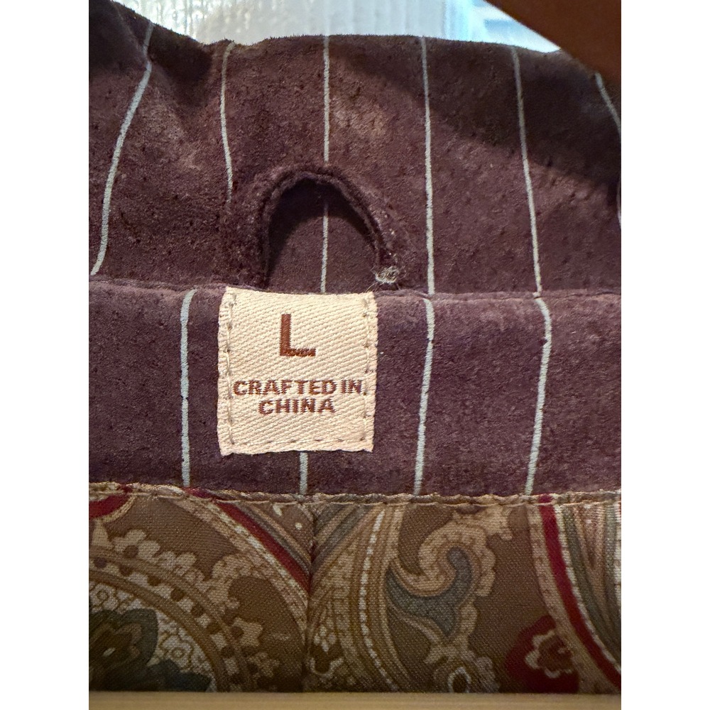 Wilsons Leather Brown Pinstripe Suede Blazer 1984 Crown Studded Jacket Large - Picture 4 of 8